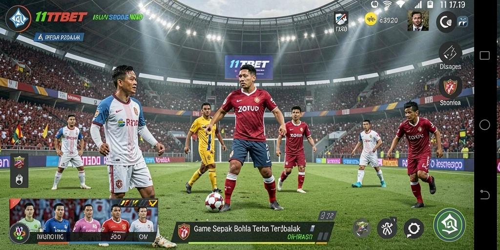 Tampilan gameplay seru dari 11TBET saat pertandingan sepak bola.
