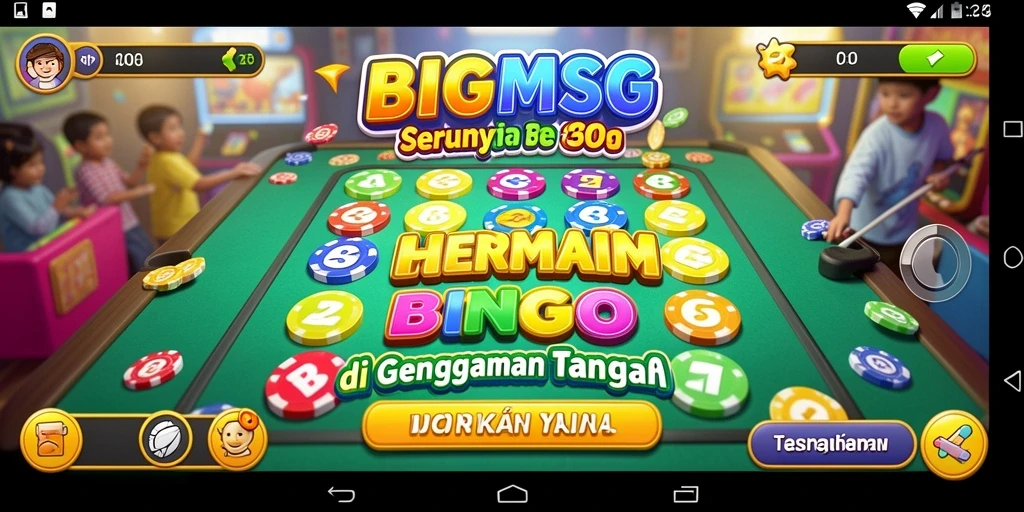 Tampilan gameplay seru di BIGMSG dengan kartu Bingo.