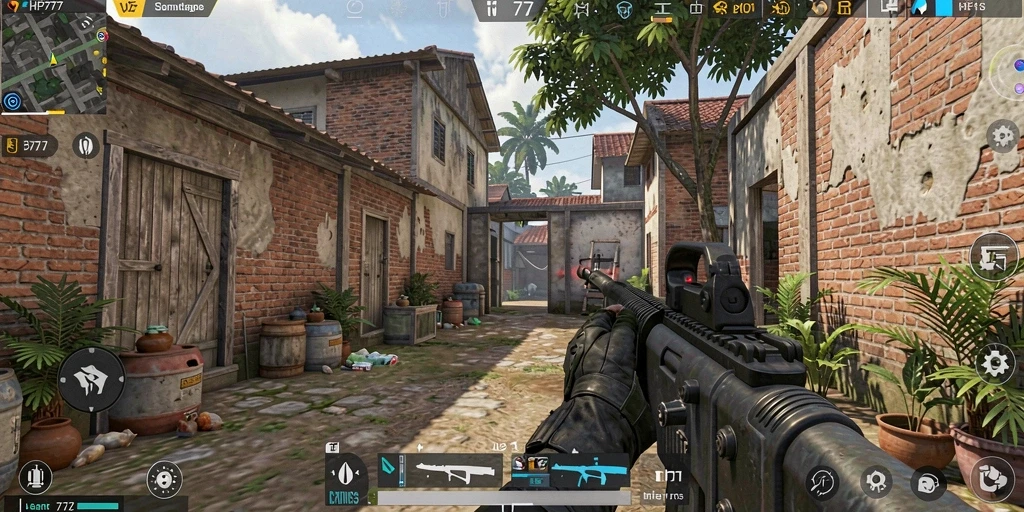 Tangkapan layar menampilkan pertempuran intens dalam game FPS.