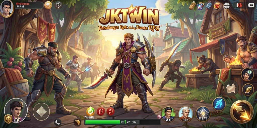 Screenshot utama JKTWIN menampilkan gameplay RPG yang seru.