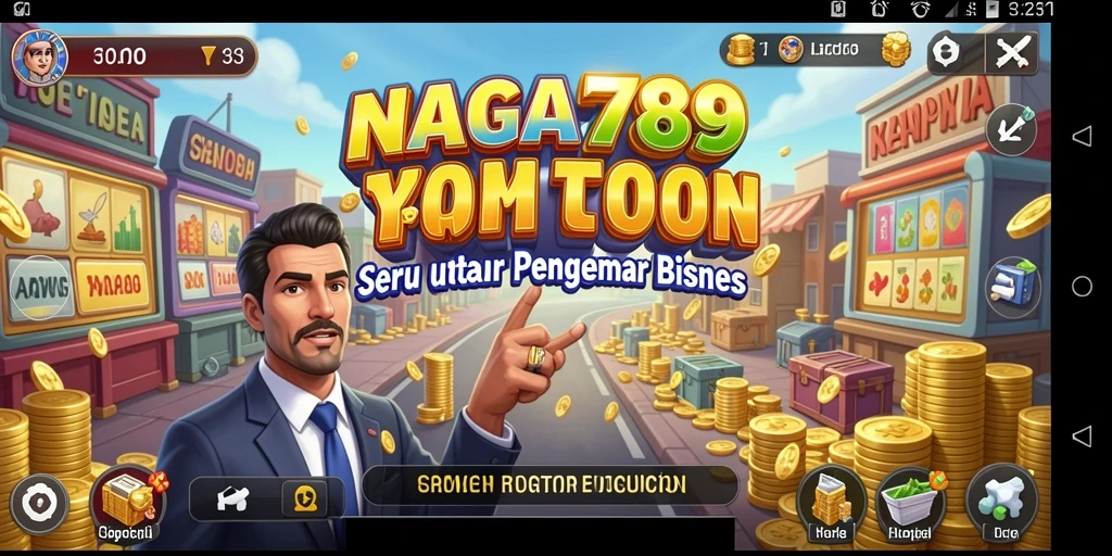 Screenshot gameplay NAGA789 dengan aktivitas manajemen bisnis yang seru.