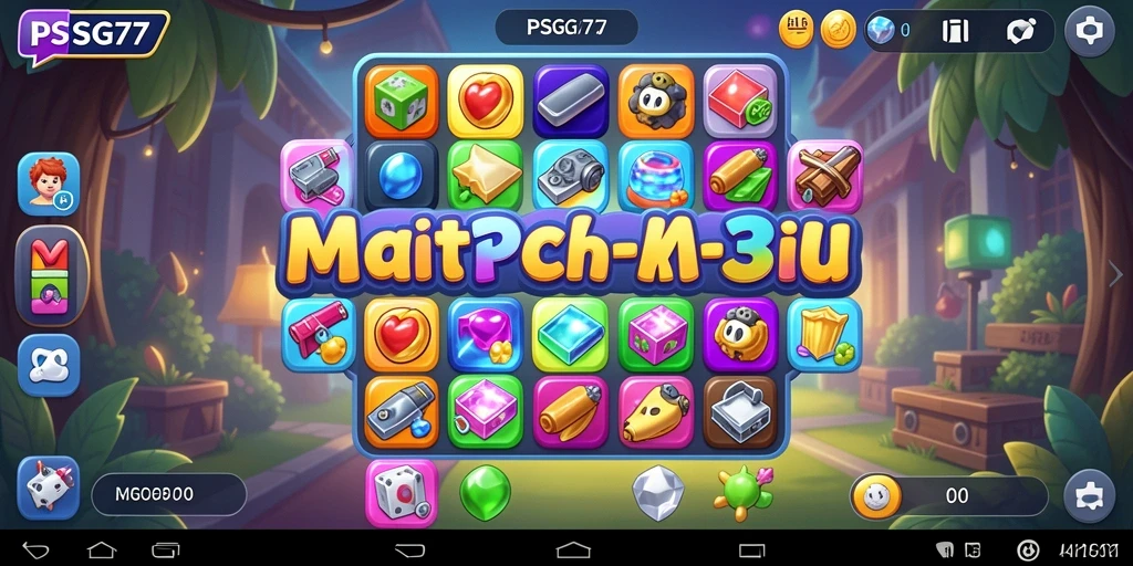 Screenshot gameplay PSG77 dengan elemen Match-3 yang seru.
